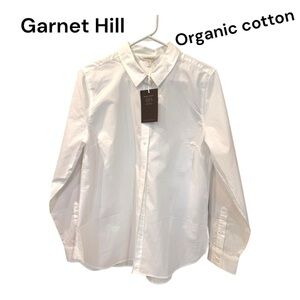 Garnet Hill Classic White button down collared Shirt